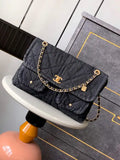 Chanel Maxi Flapbag 25K Washed Denim AS5727 Black