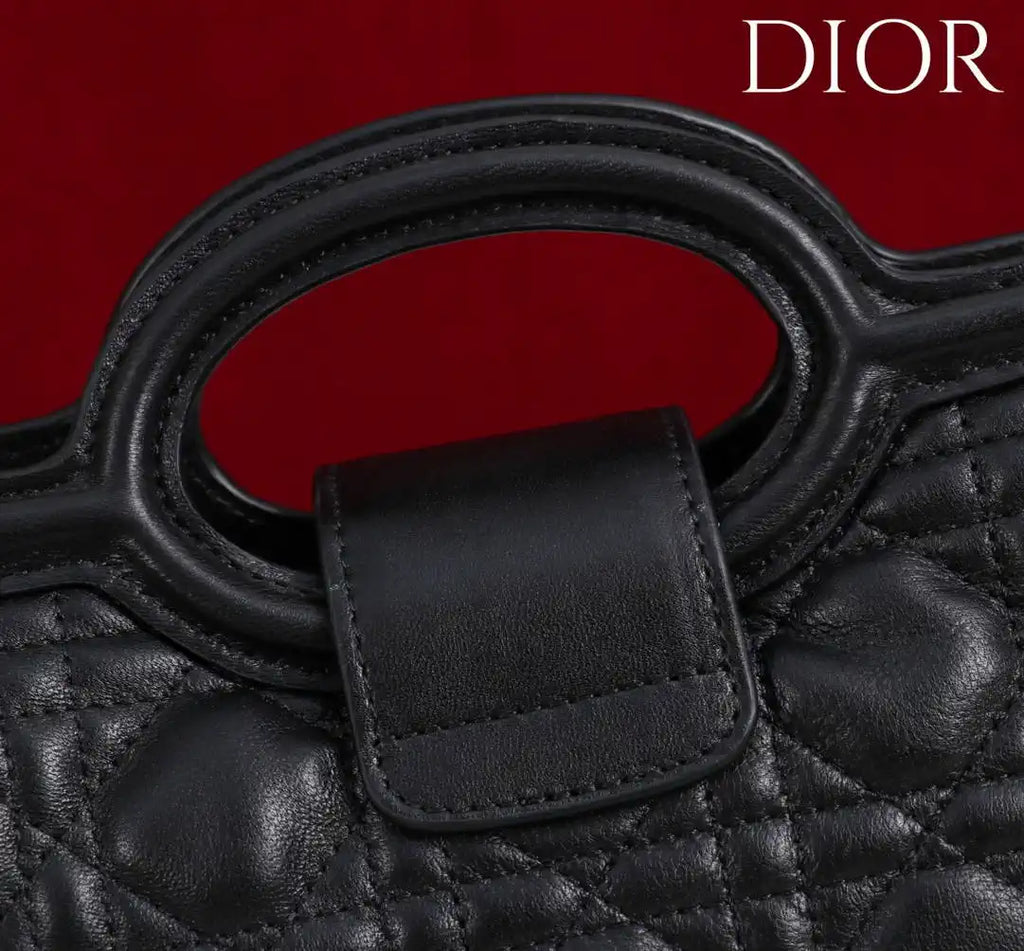 Dior Jolie Top Handle Mini Bag Black Cannage Lambskin S3123UNJB_M900 Black