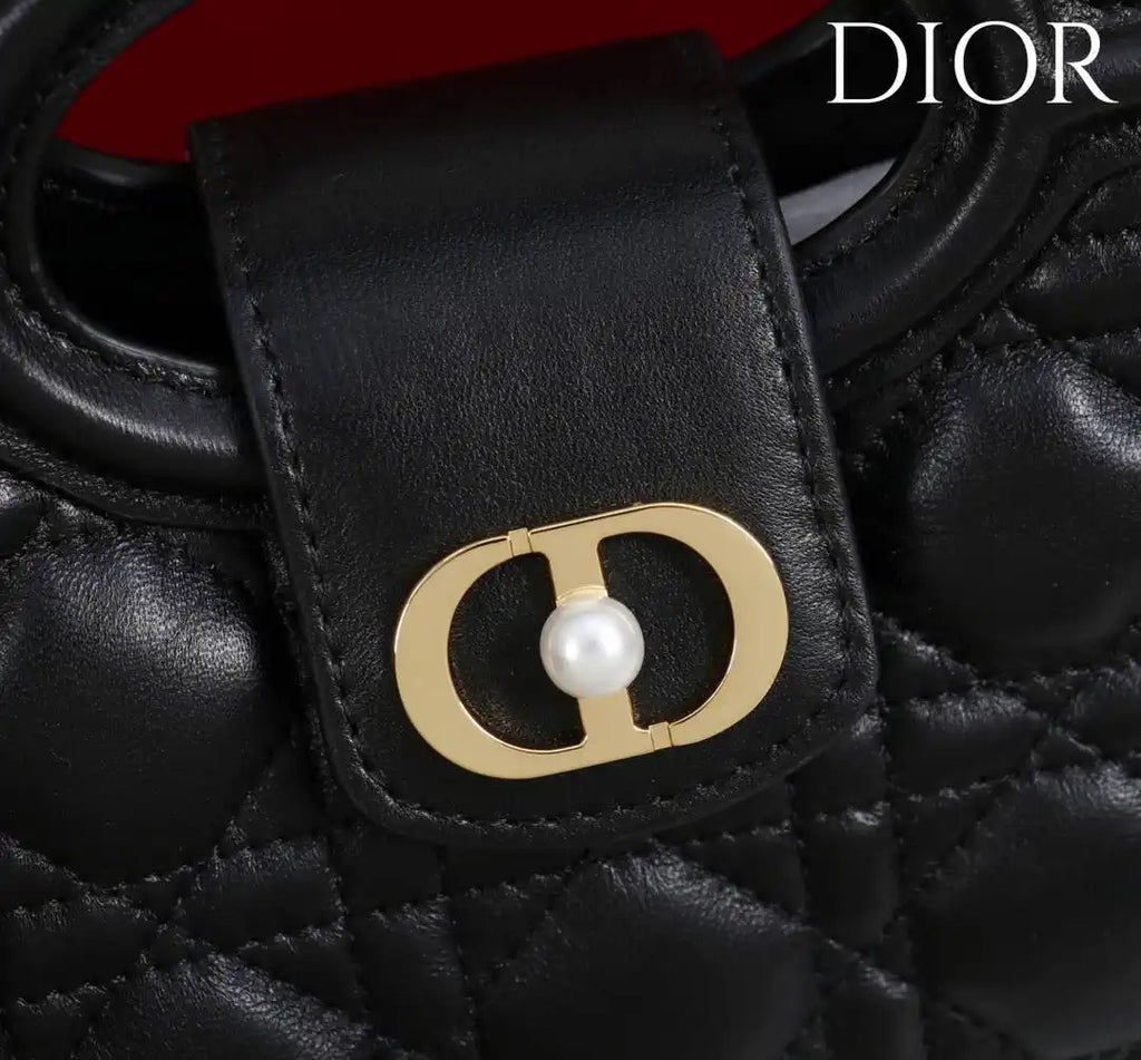 Dior Jolie Top Handle Mini Bag Black Cannage Lambskin S3123UNJB_M900 Black