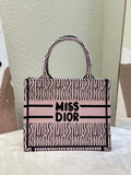 Dior M1265 Small Book Tote Black and Pink Miss Dior Allover Embroidery M9634