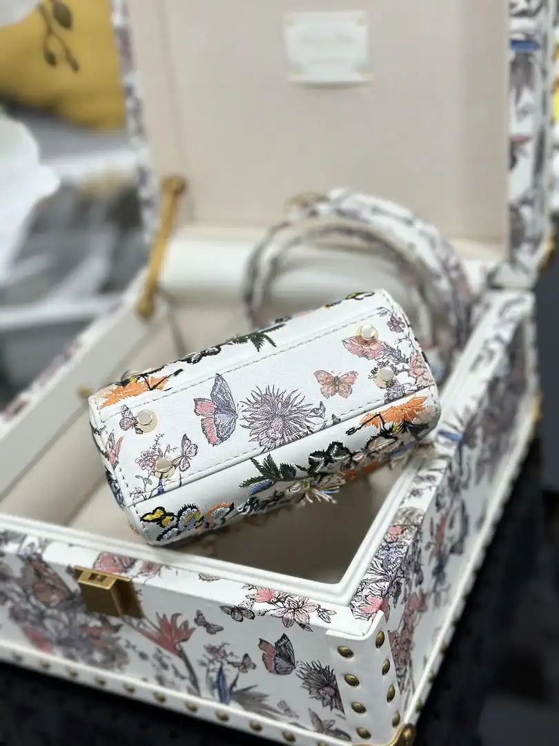 Dior S0856 Christian Dior Micro Lady Dior with Small Trunk Multicolor Embroidered Calfskin