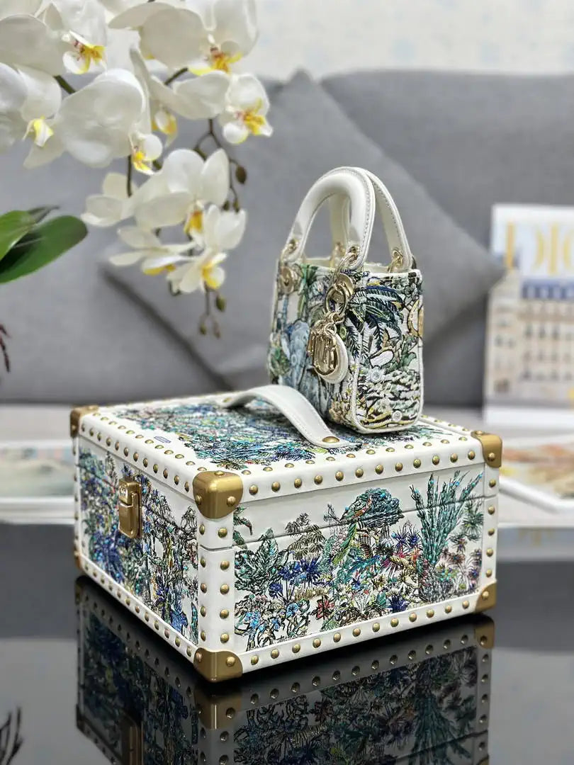 Dior S0856 Micro Lady Dior with Small Trunk Multicolor Embroidered Calfskin Mbox002