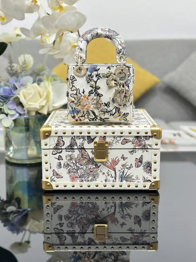 Dior S0856 Christian Dior Micro Lady Dior with Small Trunk Multicolor Embroidered Calfskin