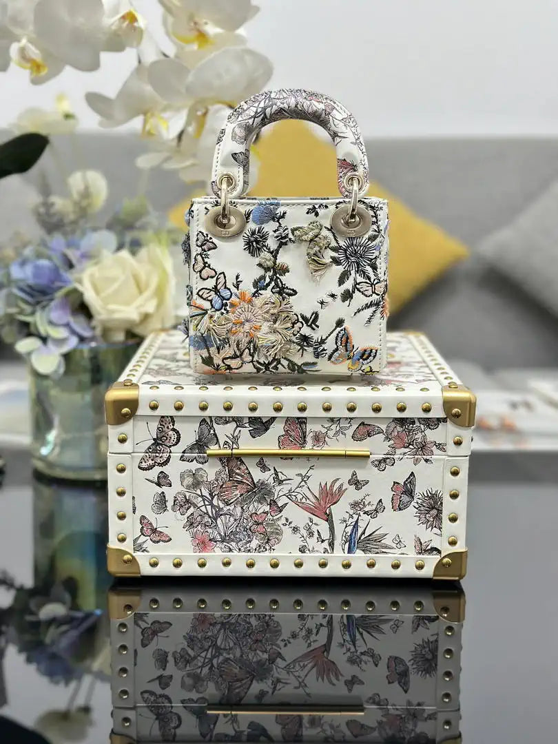 Dior S0856 Christian Dior Micro Lady Dior with Small Trunk Multicolor Embroidered Calfskin