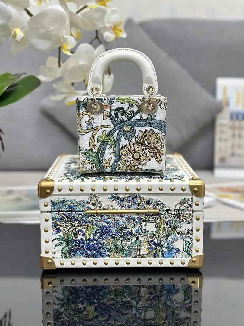 Dior S0856 Micro Lady Dior with Small Trunk Multicolor Embroidered Calfskin Mbox002