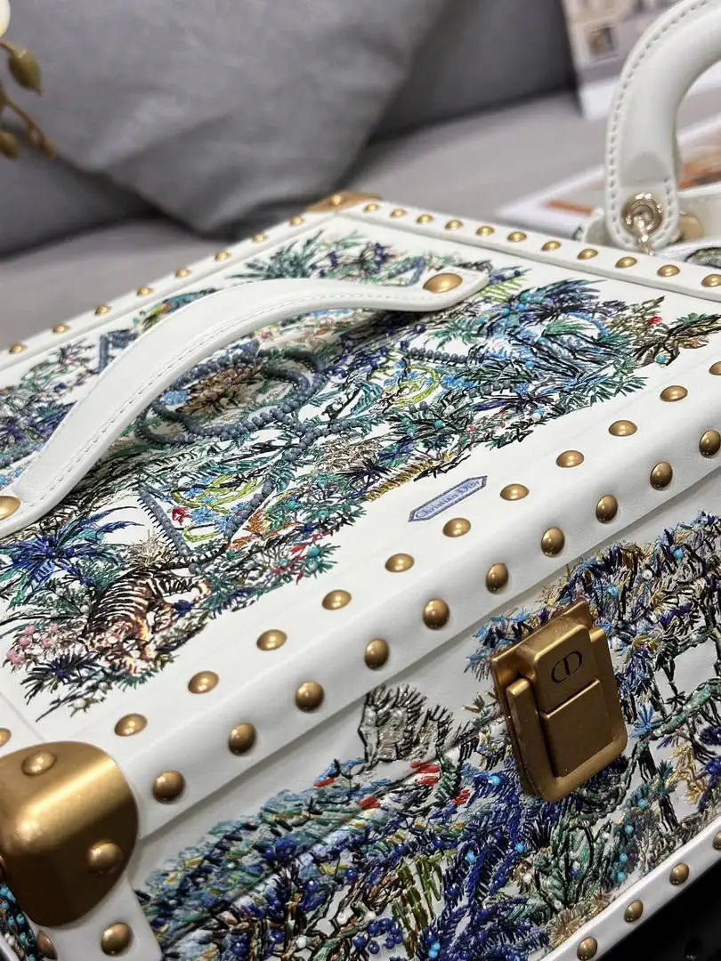 Dior S0856 Micro Lady Dior with Small Trunk Multicolor Embroidered Calfskin Mbox002