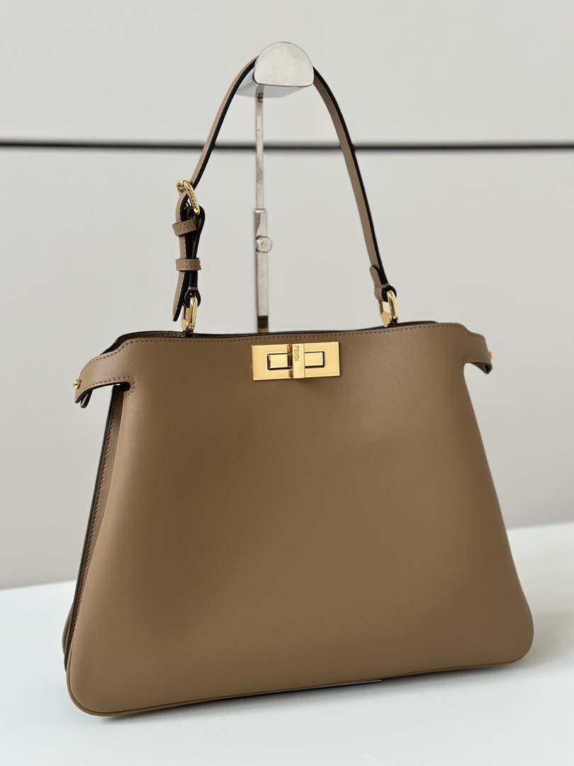 Fendi 8BN353AOVHF19P8 Peekaboo Soft Medium Cappuccino-coloured leather bag 80172