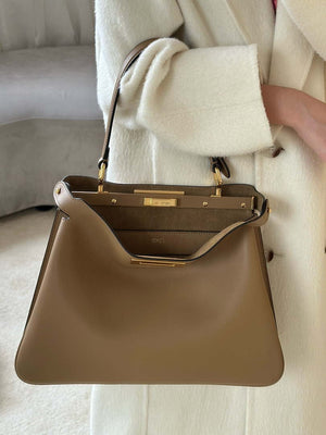 Fendi 8BN353AOVHF19P8 Peekaboo Soft Medium Cappuccino-coloured leather bag 80172 - Default Title - View 12