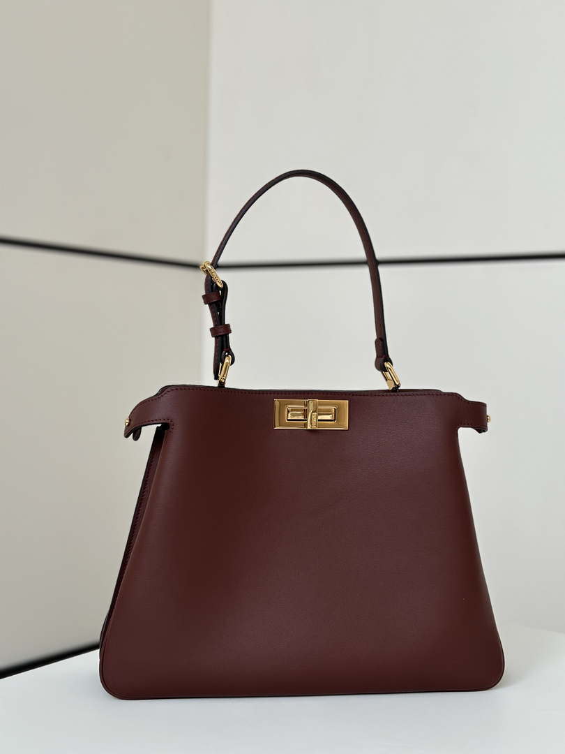 Fendi 8BN353AOVHF19P8 Peekaboo Soft Medium Wine Red leather bag 80172
