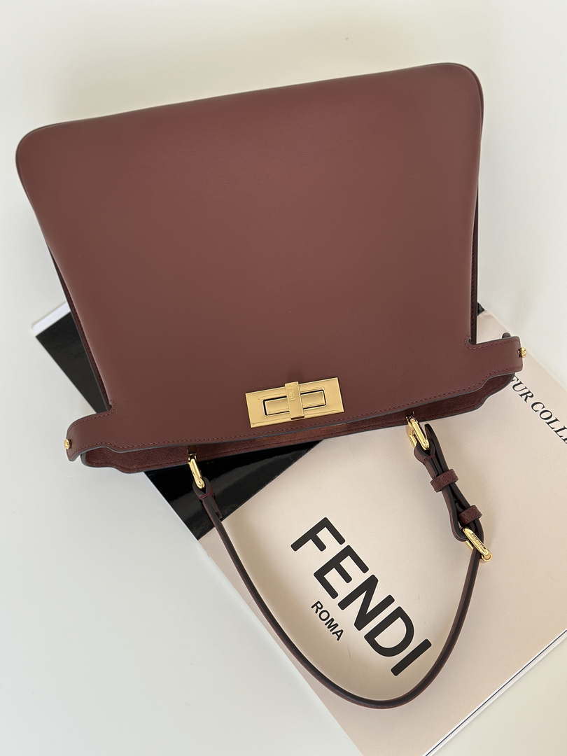 Fendi 8BN353AOVHF19P8 Peekaboo Soft Medium Wine Red leather bag 80172