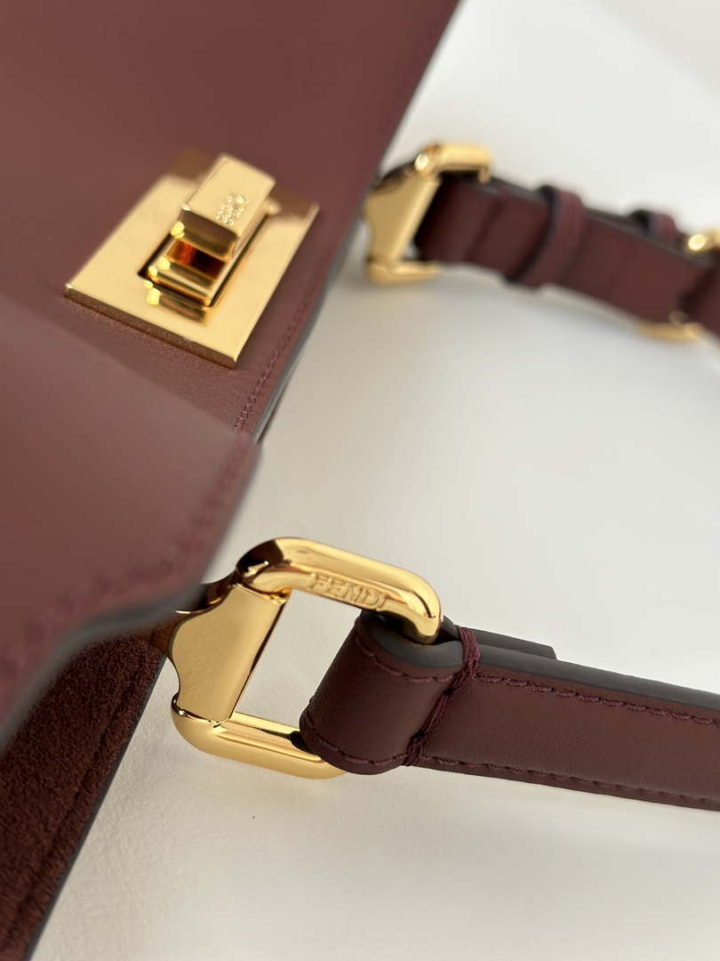 Fendi 8BN353AOVHF19P8 Peekaboo Soft Medium Wine Red leather bag 80172