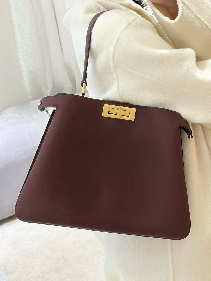 Fendi 8BN353AOVHF19P8 Peekaboo Soft Medium Wine Red leather bag 80172
