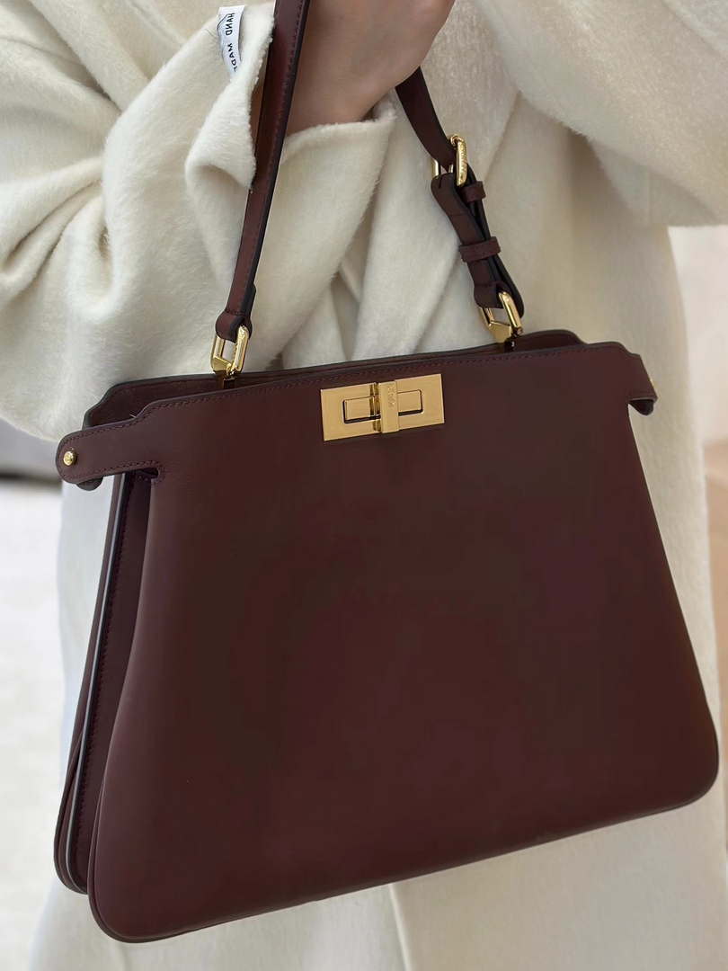 Fendi 8BN353AOVHF19P8 Peekaboo Soft Medium Wine Red leather bag 80172