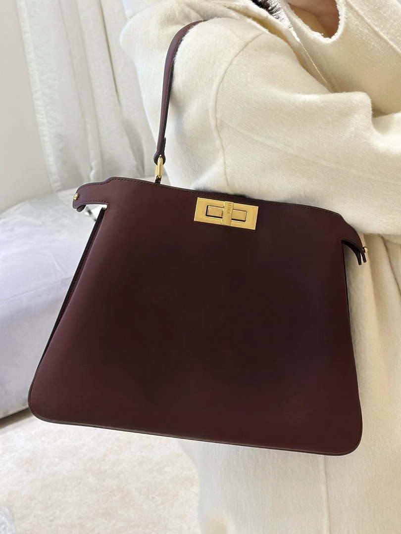 Fendi 8BN353AOVHF19P8 Peekaboo Soft Medium Wine Red leather bag 80172