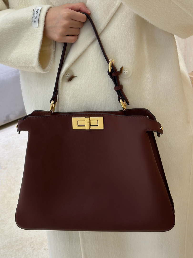 Fendi 8BN353AOVHF19P8 Peekaboo Soft Medium Wine Red leather bag 80172