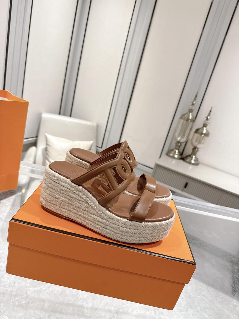 Hermes Women H242111ZvDI380 High heel espadrille in Nappa leather H90010