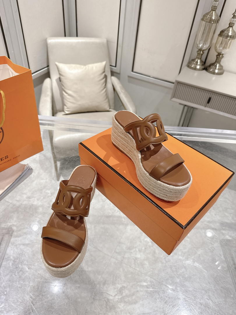 Hermes Women H242111ZvDI380 High heel espadrille in Nappa leather H90010