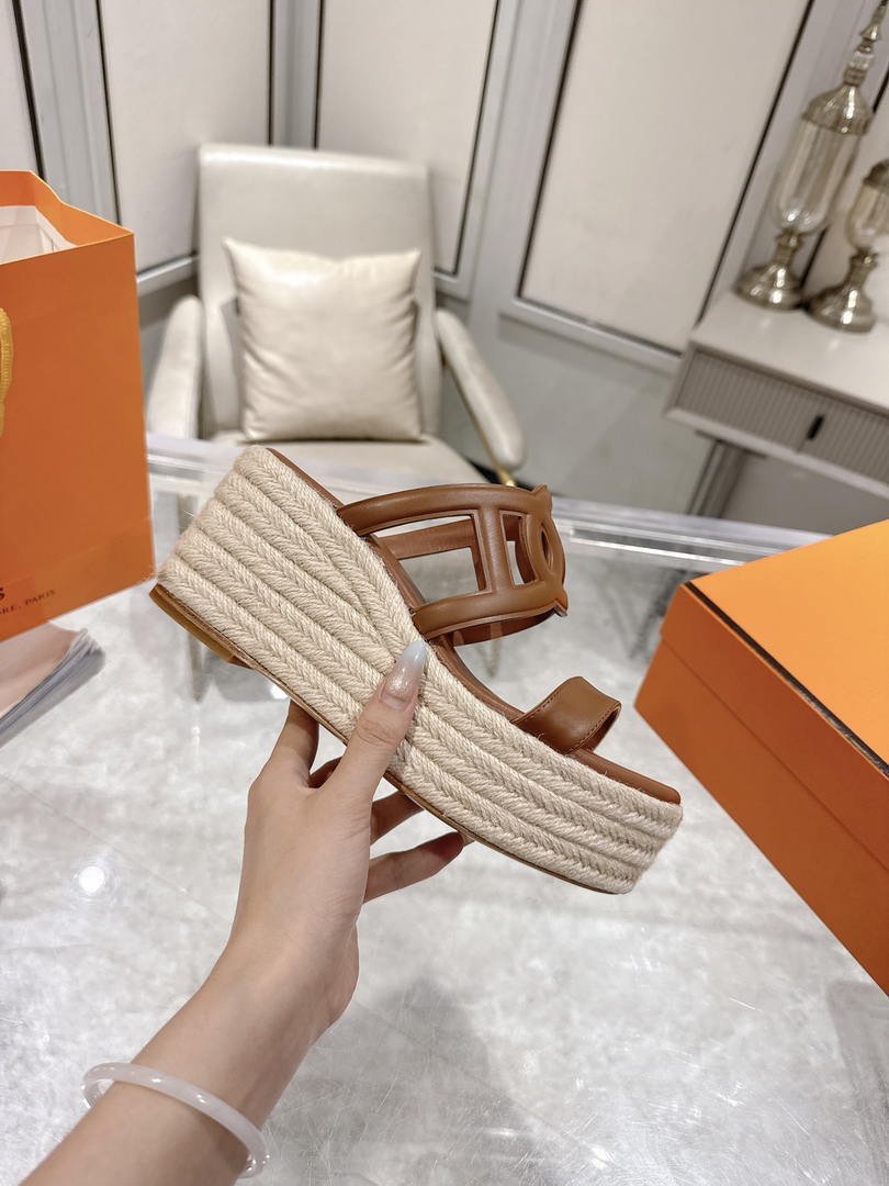 Hermes Women H242111ZvDI380 High heel espadrille in Nappa leather H90010