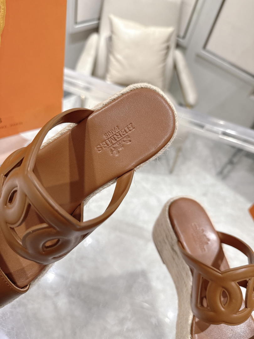 Hermes Women H242111ZvDI380 High heel espadrille in Nappa leather H90010