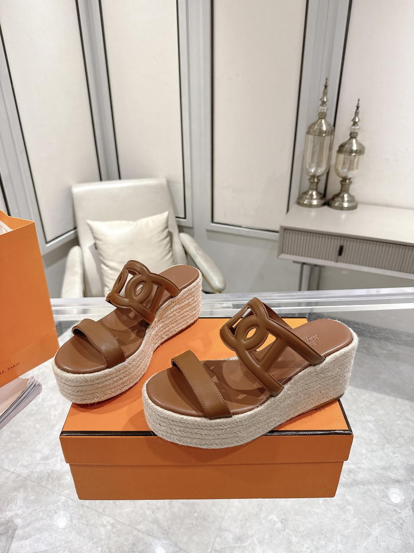 Hermes Women H242111ZvDI380 High heel espadrille in Nappa leather H90010