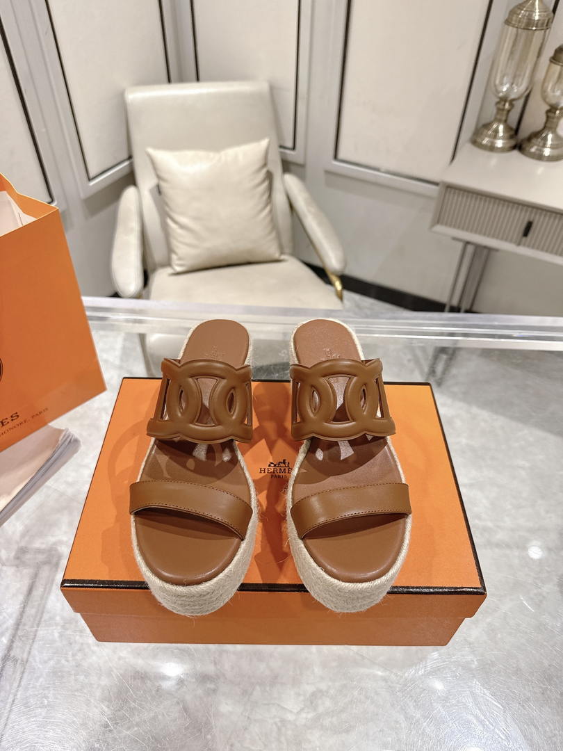 Hermes Women H242111ZvDI380 High heel espadrille in Nappa leather H90010