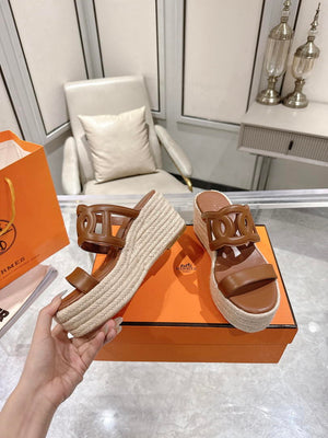Hermes Women H242111ZvDI380 High heel espadrille in Nappa leather H90010 - 35 - View 9