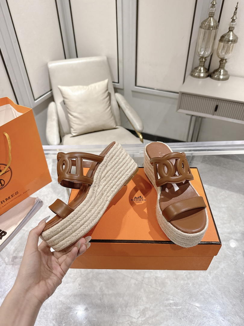 Hermes Women H242111ZvDI380 High heel espadrille in Nappa leather H90010