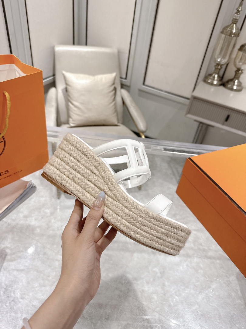 Hermes Women H242111ZvDI380 High heel espadrille in Nappa leather H90011