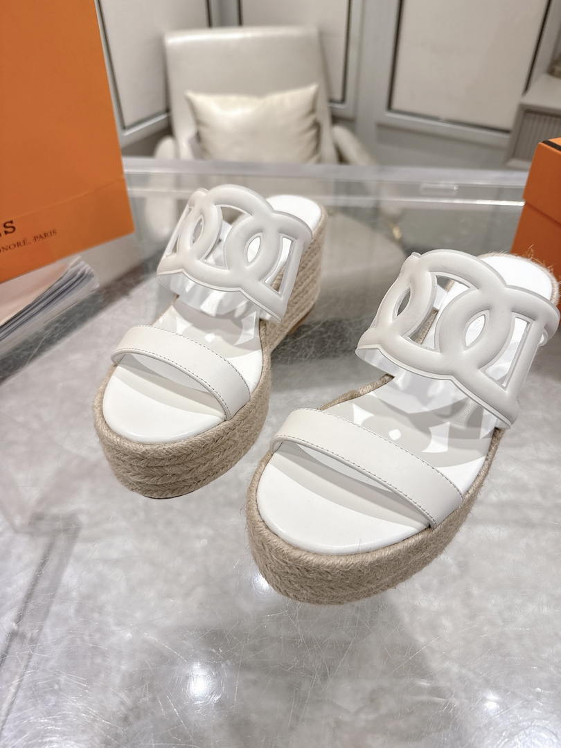 Hermes Women H242111ZvDI380 High heel espadrille in Nappa leather H90011
