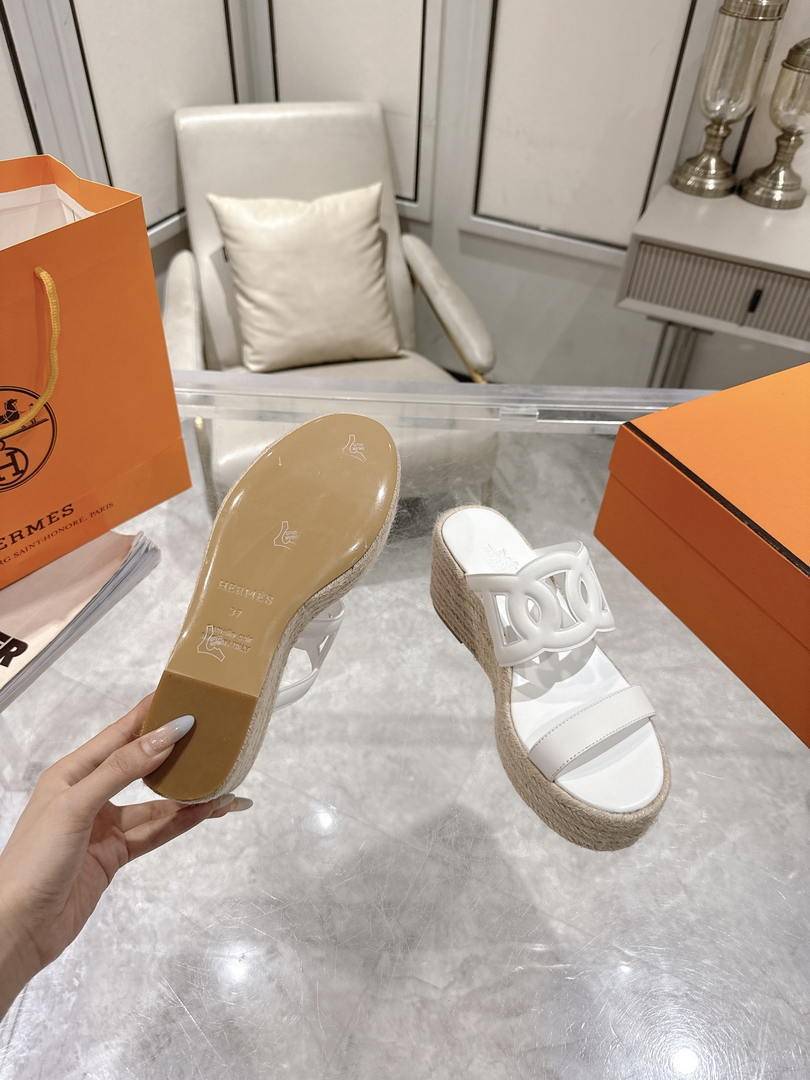 Hermes Women H242111ZvDI380 High heel espadrille in Nappa leather H90011
