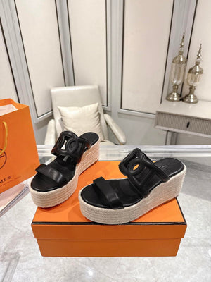 Hermes Women H242111ZvDI380 High heel espadrille in Nappa leather H90012 - 35 - View 1
