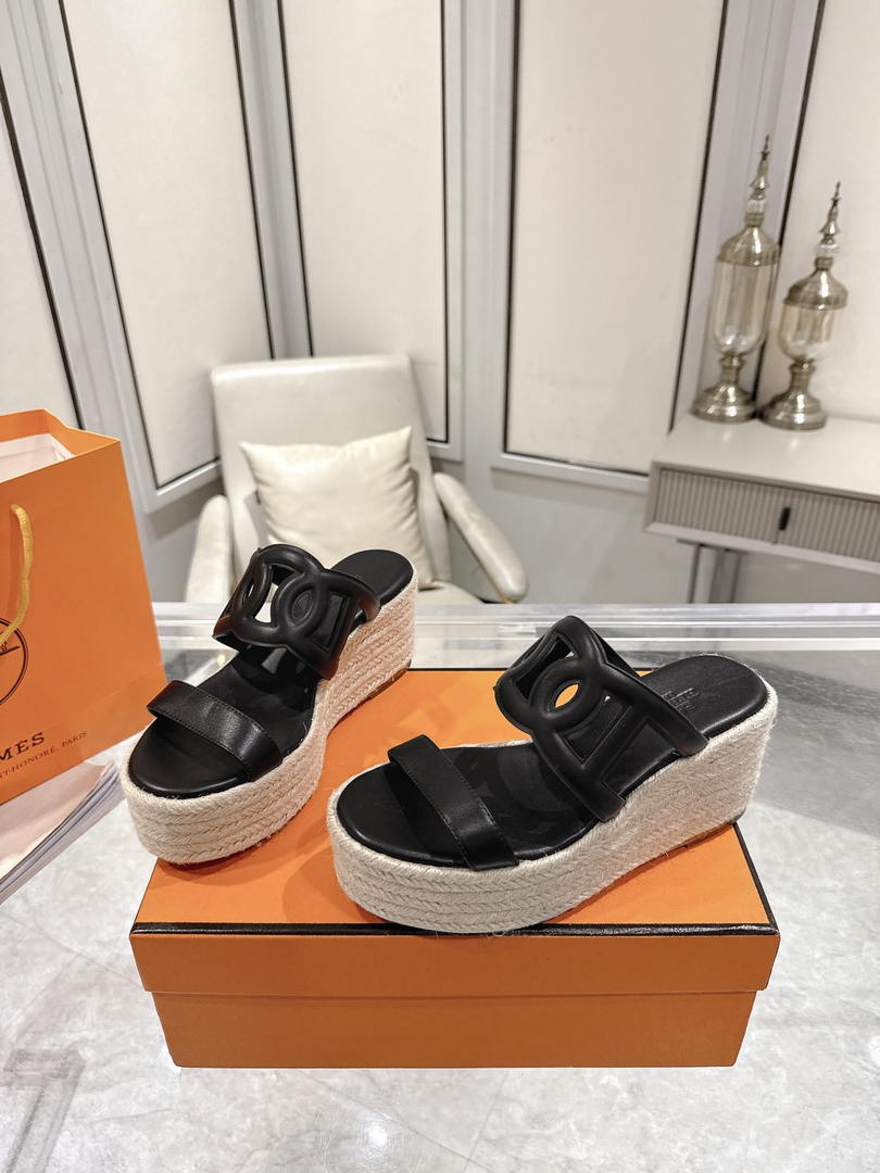 Hermes Women H242111ZvDI380 High heel espadrille in Nappa leather H90012
