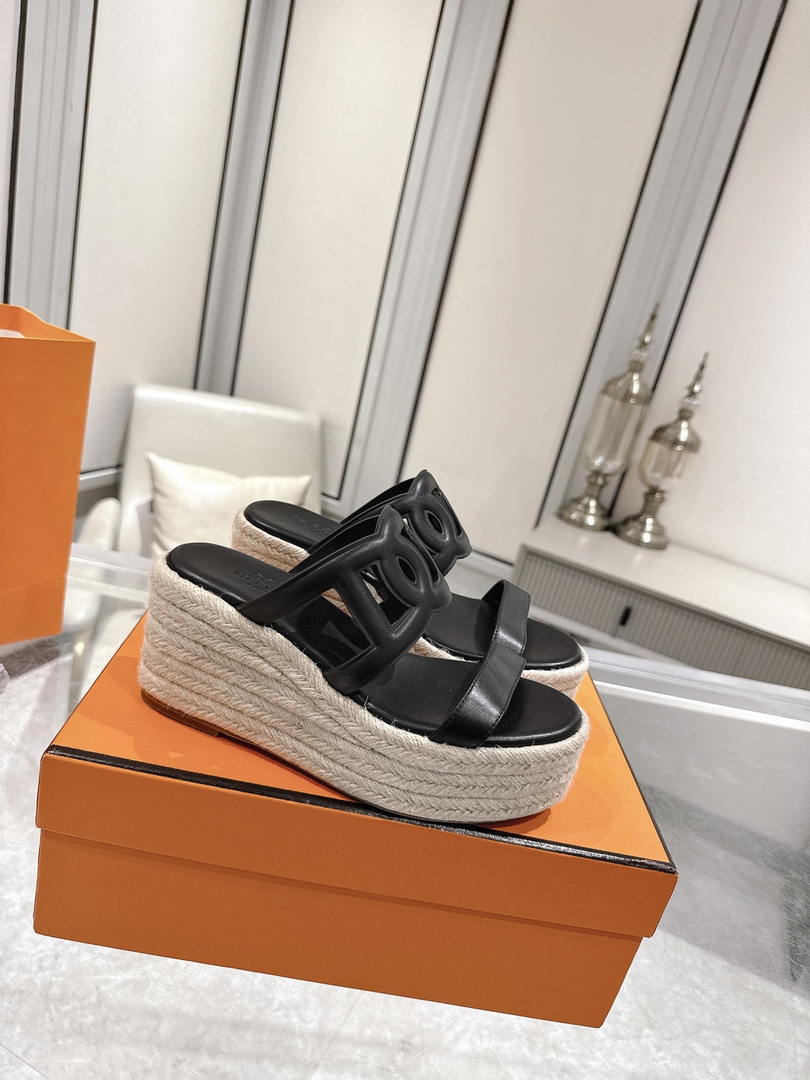 Hermes Women H242111ZvDI380 High heel espadrille in Nappa leather H90012