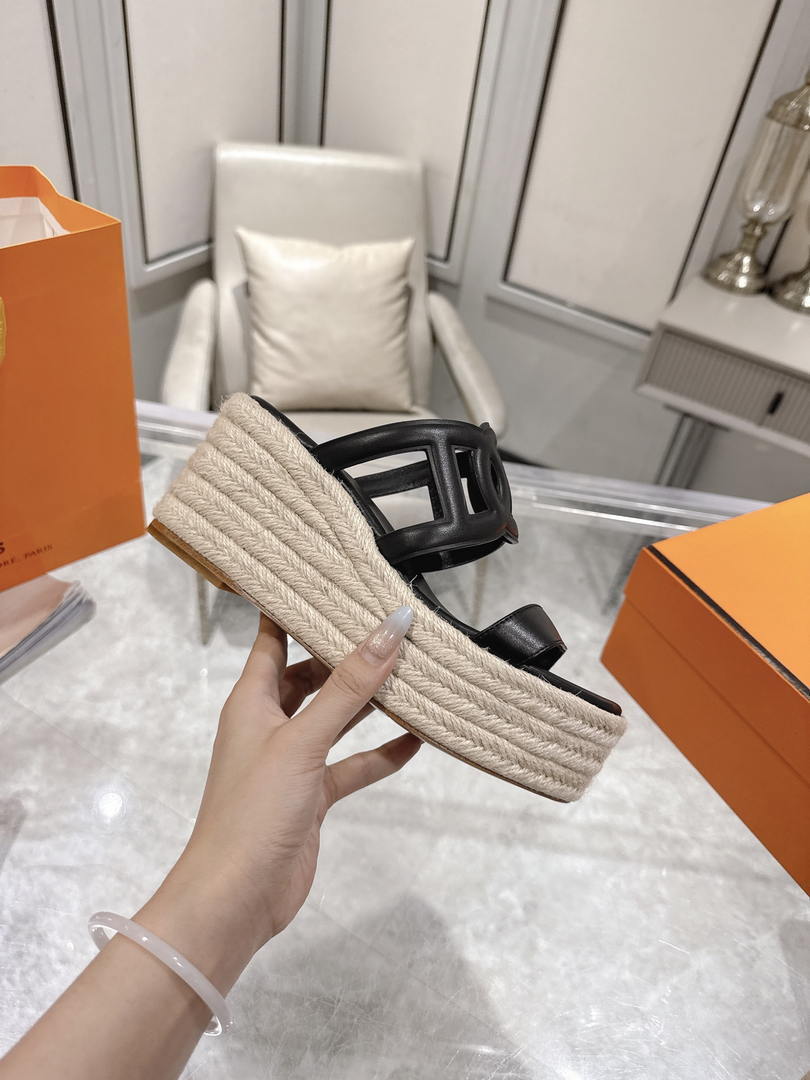 Hermes Women H242111ZvDI380 High heel espadrille in Nappa leather H90012