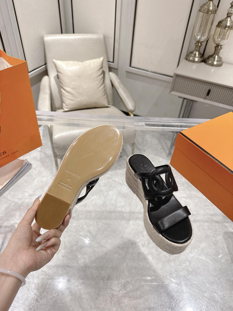 Hermes Women H242111ZvDI380 High heel espadrille in Nappa leather H90012