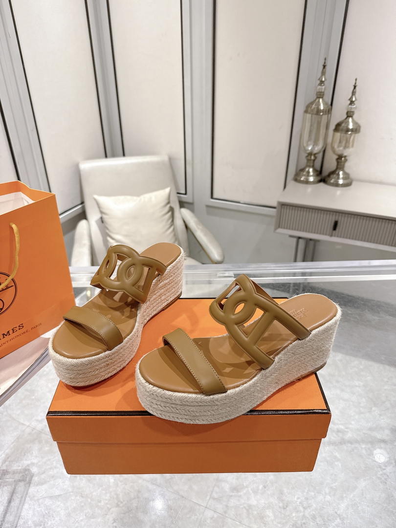 Hermes Women H242111ZvDI380 High heel espadrille in Nappa leather H90013