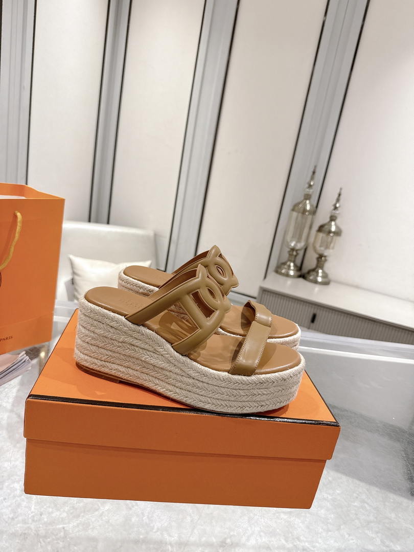 Hermes Women H242111ZvDI380 High heel espadrille in Nappa leather H90013