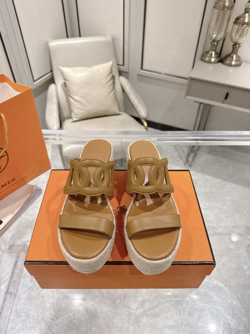 Hermes Women H242111ZvDI380 High heel espadrille in Nappa leather H90013