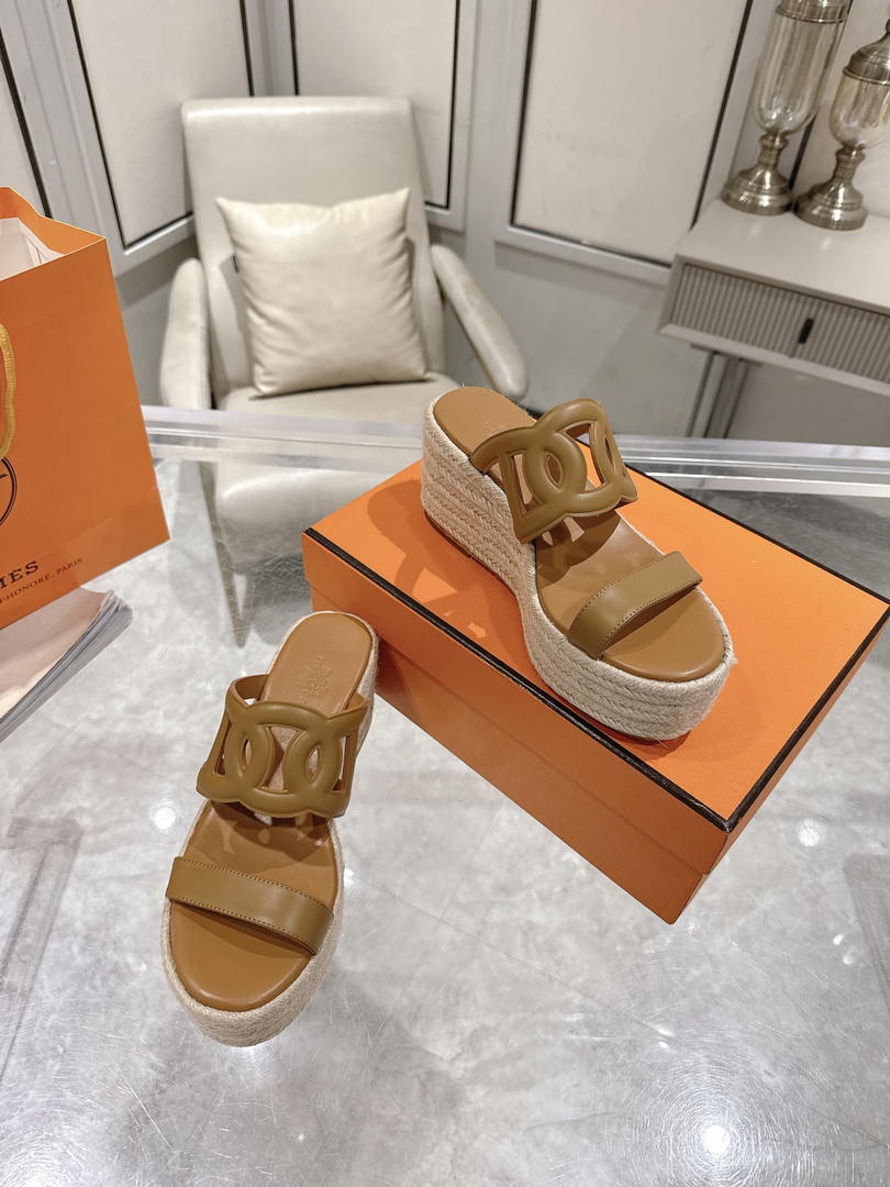 Hermes Women H242111ZvDI380 High heel espadrille in Nappa leather H90013