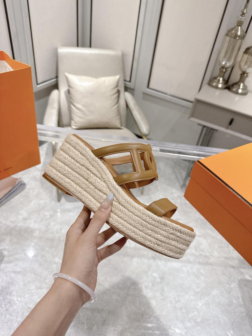 Hermes Women H242111ZvDI380 High heel espadrille in Nappa leather H90013