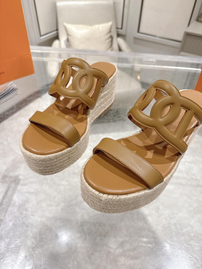 Hermes Women H242111ZvDI380 High heel espadrille in Nappa leather H90013