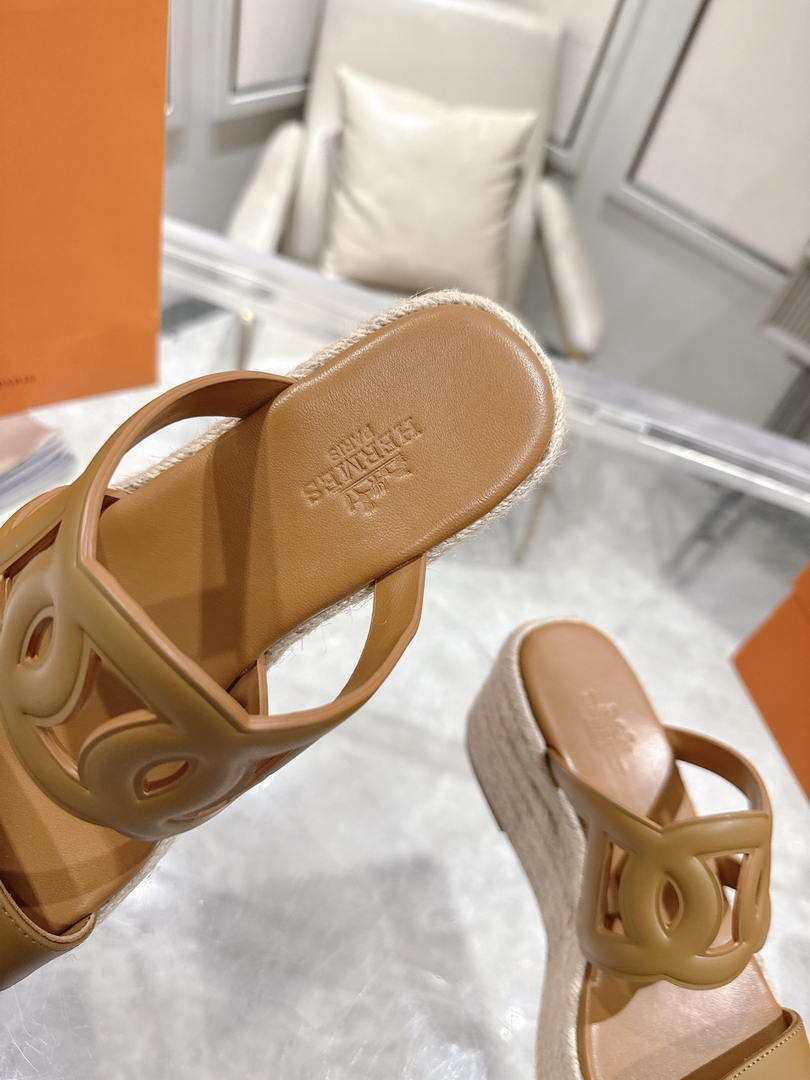 Hermes Women H242111ZvDI380 High heel espadrille in Nappa leather H90013