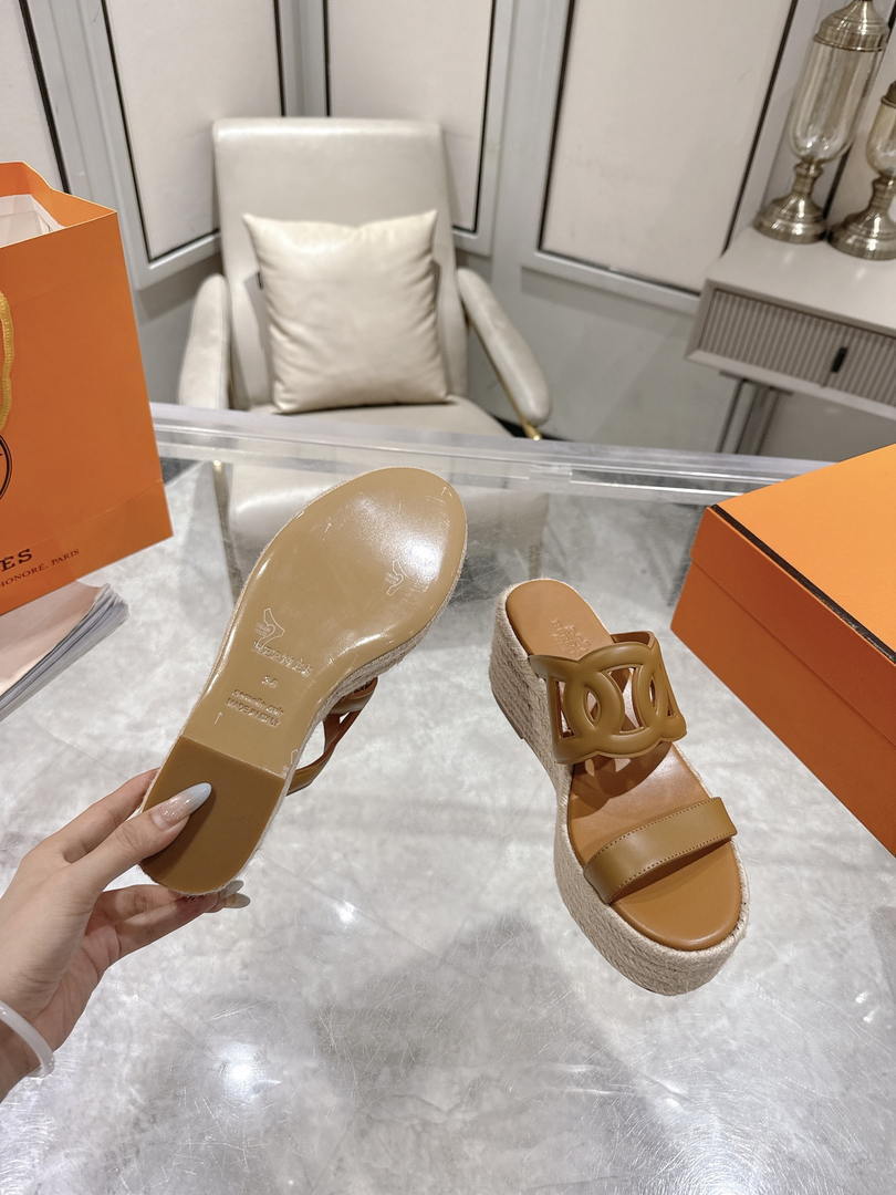 Hermes Women H242111ZvDI380 High heel espadrille in Nappa leather H90013