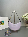Prada 1BC194 Prada Arqué Re-Nylon and Brushed Leather Shoulder Bag Ligth Purple