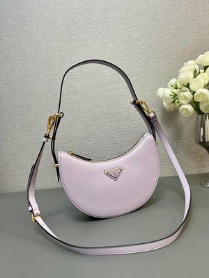 Prada 1BC194 Prada Arqué Re-Nylon and Brushed Leather Shoulder Bag Ligth Purple - Default Title - View 3