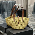 Saint Laurent 685618 YSL Panier Medium Bag In Raffia Apricot - Default Title - View 1