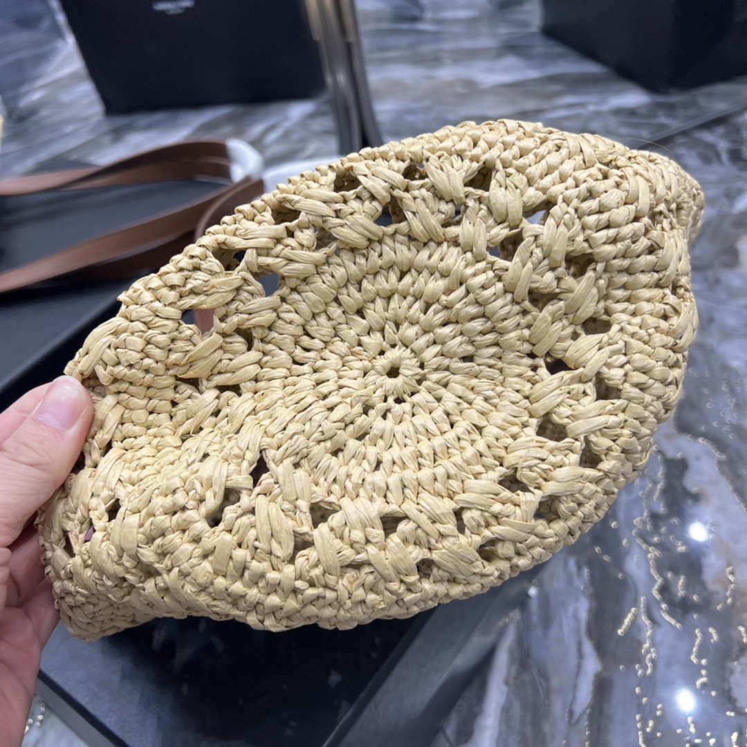 Saint Laurent 685618 YSL Panier Medium Bag In Raffia Apricot - Default Title - View 9