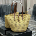 Saint Laurent 688221 YSL Panier Maxi Bag In Raffia Apricot - Default Title - View 1