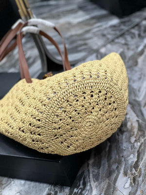 Saint Laurent 688221 YSL Panier Maxi Bag In Raffia Apricot - Default Title - View 8