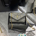 Saint Laurent Lou lou Puffer Mini Shoulder Bag YSL 620333 Blue with Belt Black